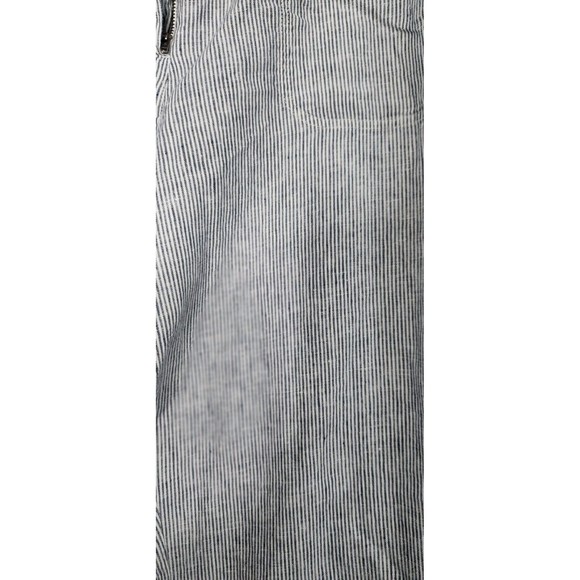 Chicos 100%‎ Linen Navy Striped Wide Leg Crop Pants Size 2 US LLagenlook Beachy - Picture 2 of 9